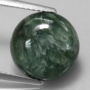 4.68캐럿 천연 그린 세라피나이트, 라운드 컷, 11.61 mm, 불투명체