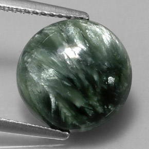 4.81캐럿 천연 그린 세라피나이트, 라운드 컷, 11.89 mm, 불투명체