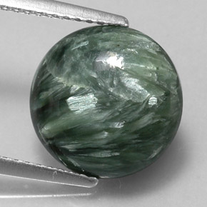 4.63캐럿 천연 그린 세라피나이트, 라운드 컷, 11.64 mm, 불투명체