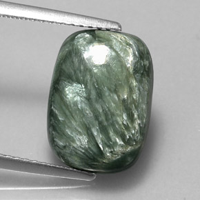 5.42캐럿 천연 그린 세라피나이트, 쿠션 컷, 13.8×9.9 mm, 불투명체