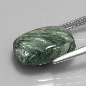 5.42캐럿 천연 그린 세라피나이트, 쿠션 컷, 13.8×9.9 mm, 불투명체