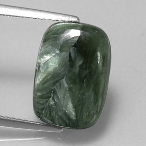5.47캐럿 천연 그린 세라피나이트, 쿠션 컷, 14.1×9.9 mm, 불투명체