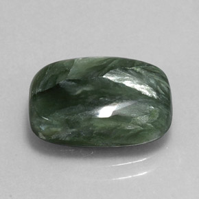 5.47캐럿 천연 그린 세라피나이트, 쿠션 컷, 14.1×9.9 mm, 불투명체