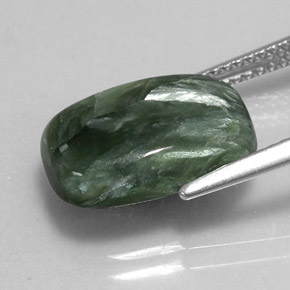 5.47캐럿 천연 그린 세라피나이트, 쿠션 컷, 14.1×9.9 mm, 불투명체
