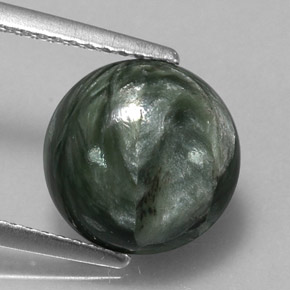 3.36캐럿 천연 그린 세라피나이트, 라운드 컷, 10.34 mm, 불투명체