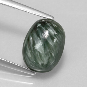 3.18캐럿 천연 그린 세라피나이트, 타원형 컷, 10.9×8.1 mm, 불투명체