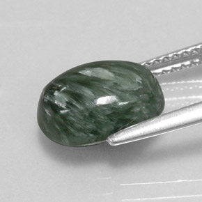 3.18캐럿 천연 그린 세라피나이트, 타원형 컷, 10.9×8.1 mm, 불투명체