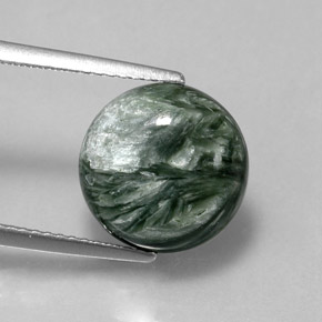 4.88캐럿 천연 그린 세라피나이트, 라운드 컷, 11.75 mm, 불투명체