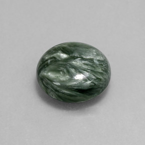 4.88캐럿 천연 그린 세라피나이트, 라운드 컷, 11.75 mm, 불투명체