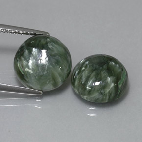 캐럿 천연 그린 세라피나이트 보석, 라운드 컷, 11.94 mm, 불투명체