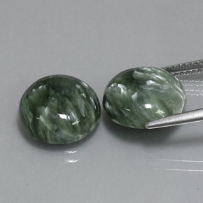캐럿 천연 그린 세라피나이트 보석, 라운드 컷, 11.94 mm, 불투명체