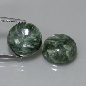 캐럿 천연 그린 세라피나이트 보석, 라운드 컷, 12.04 mm, 불투명체