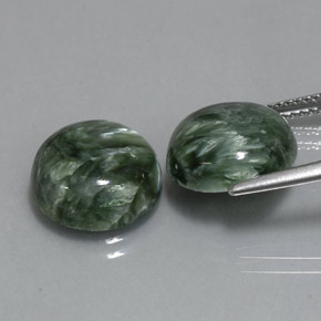 캐럿 천연 그린 세라피나이트 보석, 라운드 컷, 12.04 mm, 불투명체