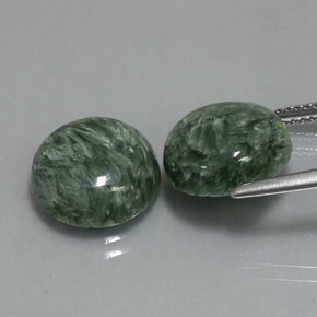 캐럿 천연 그린 세라피나이트 보석, 라운드 컷, 11.94 mm, 불투명체