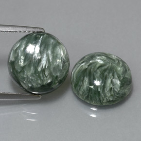 캐럿 천연 그린 세라피나이트 보석, 라운드 컷, 11.94 mm, 불투명체