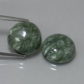 캐럿 천연 그린 세라피나이트 보석, 라운드 컷, 11.92 mm, 불투명체