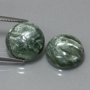 캐럿 천연 그린 세라피나이트 보석, 라운드 컷, 12.08 mm, 불투명체