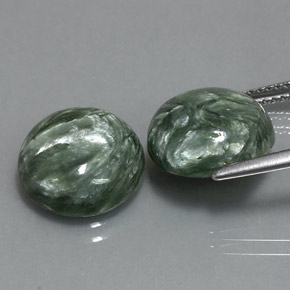캐럿 천연 그린 세라피나이트 보석, 라운드 컷, 12.08 mm, 불투명체