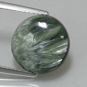 3.87캐럿 천연 그린 세라피나이트, 라운드 컷, 11.80 mm, 불투명체