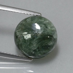 5.08캐럿 천연 그린 세라피나이트, 라운드 컷, 11.84 mm, 불투명체