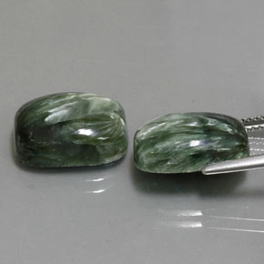 14.29캐럿 천연 흙빛 녹색 세라피나이트 보석, 쿠션 컷, 14.3×10 mm, 불투명체