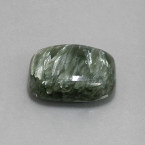 5.57캐럿 천연 그린 세라피나이트, 쿠션 컷, 14×10 mm, 불투명체