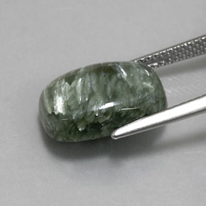 5.57캐럿 천연 그린 세라피나이트, 쿠션 컷, 14×10 mm, 불투명체