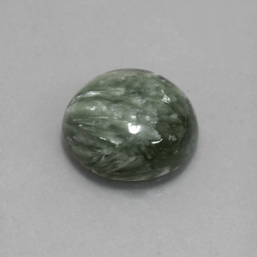 4.84캐럿 천연 그린 세라피나이트, 라운드 컷, 11.83 mm, 불투명체
