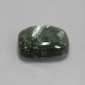 5.80캐럿 천연 그린 세라피나이트, 쿠션 컷, 13.9×9.9 mm, 불투명체