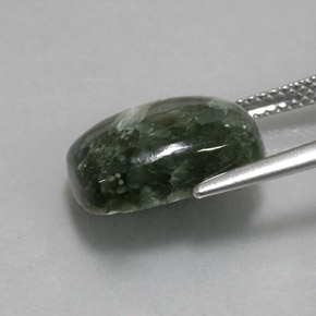 5.80캐럿 천연 그린 세라피나이트, 쿠션 컷, 13.9×9.9 mm, 불투명체