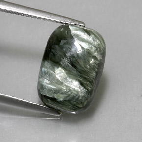 5.57캐럿 천연 그린 세라피나이트, 쿠션 컷, 14×10 mm, 불투명체