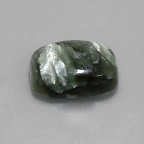 5.57캐럿 천연 그린 세라피나이트, 쿠션 컷, 14×10 mm, 불투명체