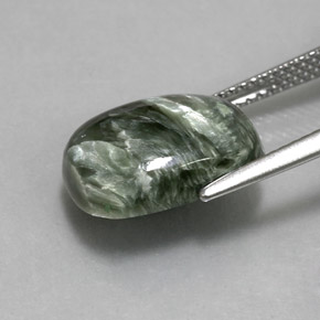 5.57캐럿 천연 그린 세라피나이트, 쿠션 컷, 14×10 mm, 불투명체