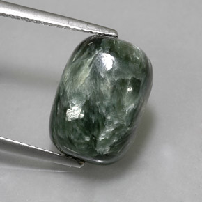 6.35캐럿 천연 그린 세라피나이트, 쿠션 컷, 14.2×10 mm, 불투명체
