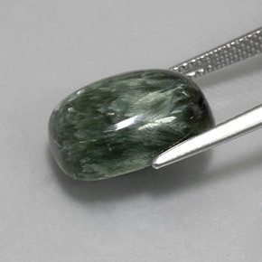 6.35캐럿 천연 그린 세라피나이트, 쿠션 컷, 14.2×10 mm, 불투명체
