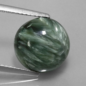 4.23캐럿 천연 그린 세라피나이트, 라운드 컷, 11.04 mm, 불투명체
