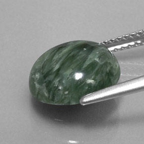4.23캐럿 천연 그린 세라피나이트, 라운드 컷, 11.04 mm, 불투명체