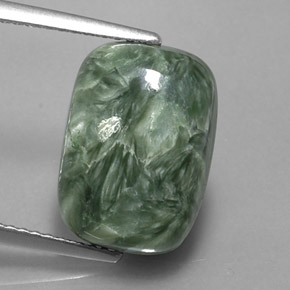 6.06캐럿 천연 그린 세라피나이트, 쿠션 컷, 14.2×10.1 mm, 불투명체