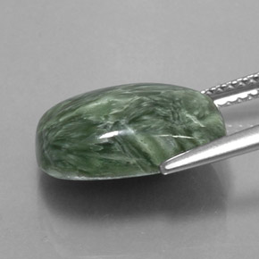 6.06캐럿 천연 그린 세라피나이트, 쿠션 컷, 14.2×10.1 mm, 불투명체