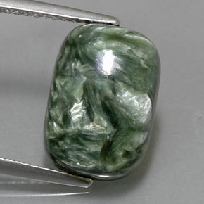 5.70캐럿 천연 그린 세라피나이트, 쿠션 컷, 14.1×9.7 mm, 불투명체
