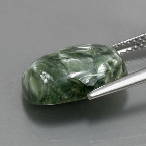5.70캐럿 천연 그린 세라피나이트, 쿠션 컷, 14.1×9.7 mm, 불투명체