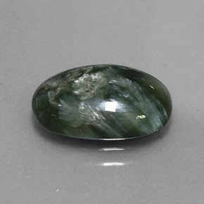 3.20캐럿 천연 그린 세라피나이트, 타원형 컷, 13.7×9.1 mm, 불투명체