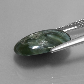 3.20캐럿 천연 그린 세라피나이트, 타원형 컷, 13.7×9.1 mm, 불투명체