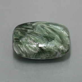 6.09캐럿 천연 그린 세라피나이트, 쿠션 컷, 13.9×10 mm, 불투명체