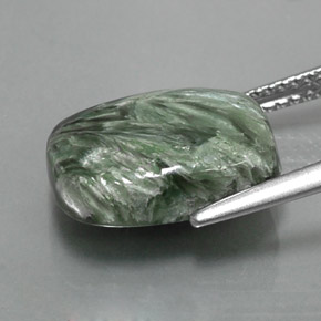 6.09캐럿 천연 그린 세라피나이트, 쿠션 컷, 13.9×10 mm, 불투명체