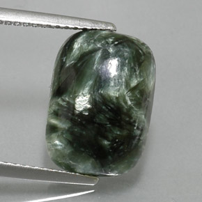 5.73캐럿 천연 그린 세라피나이트, 쿠션 컷, 13.8×9.8 mm, 불투명체