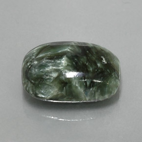 5.73캐럿 천연 그린 세라피나이트, 쿠션 컷, 13.8×9.8 mm, 불투명체