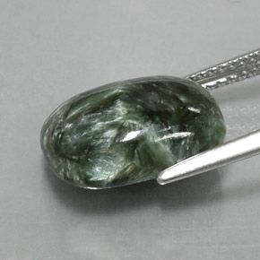 5.73캐럿 천연 그린 세라피나이트, 쿠션 컷, 13.8×9.8 mm, 불투명체