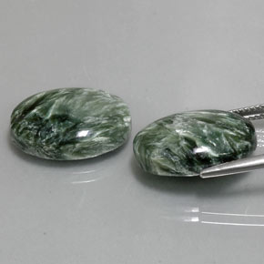 캐럿 천연 그린 세라피나이트 보석, 타원형 컷, 18×13.1 mm, 불투명체