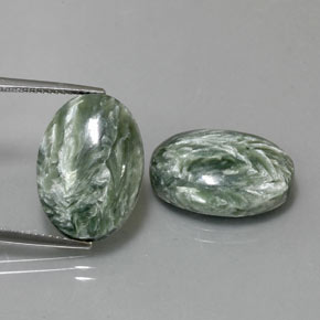 캐럿 천연 그린 세라피나이트 보석, 타원형 컷, 18.2×13.2 mm, 불투명체